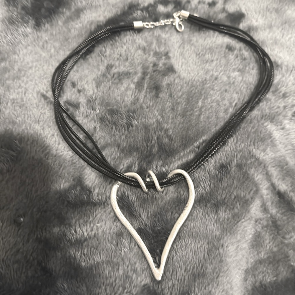 Silver Heart Necklace with rope strands!